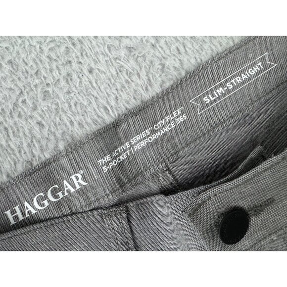 Haggar Mens Slim-Straight City Flex Pants Gray 32x32 Dinner Casual Cocktails - Picture 4 of 12